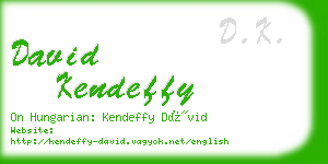 david kendeffy business card